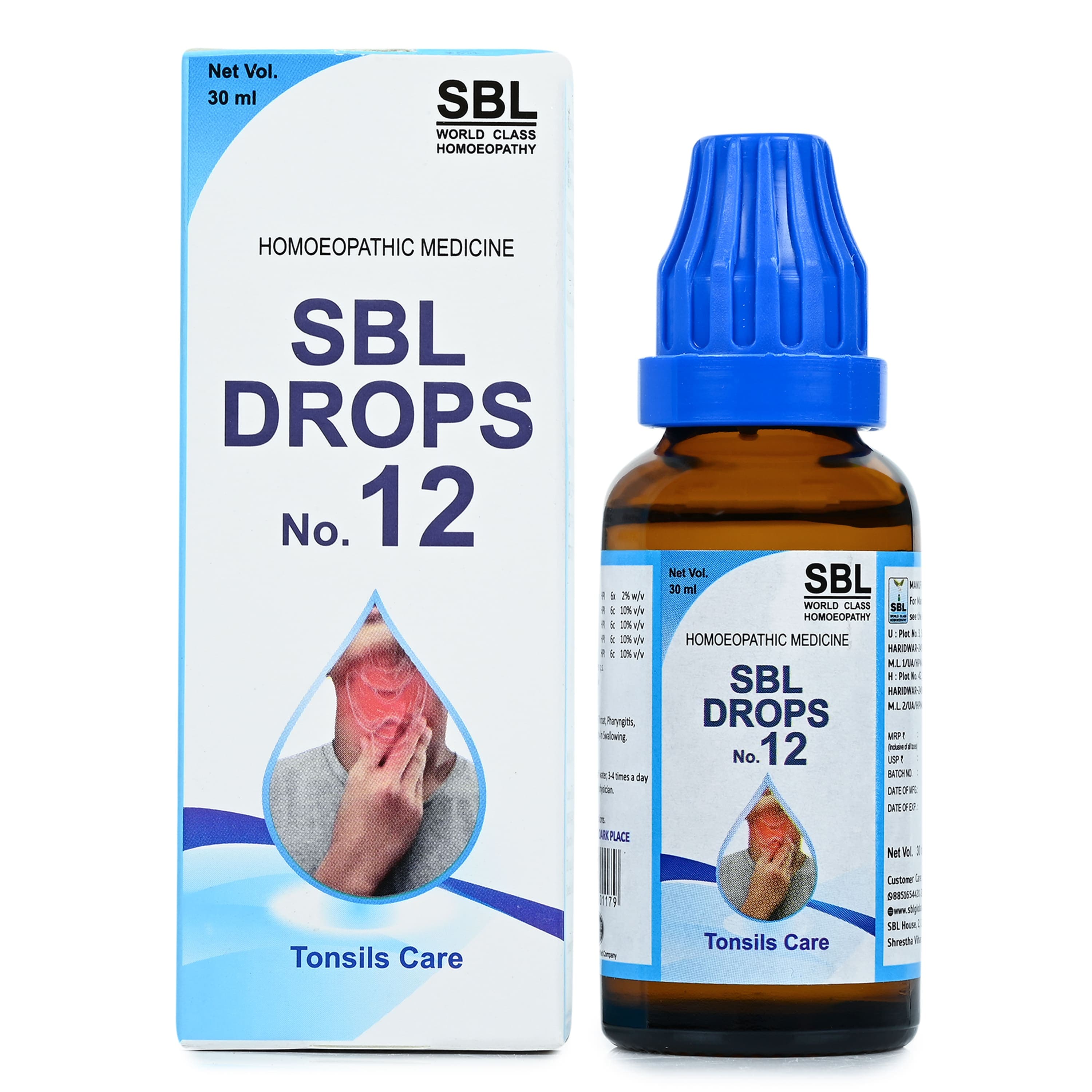 SBL Drops No.-12-(Tonsils Care) - 30ML image 1